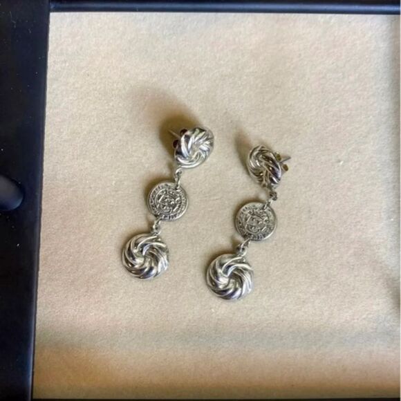 Retro Dangly Coin Earrings - Picture 3 of 4